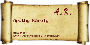 Apáthy Károly névjegykártya
