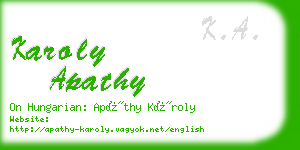 karoly apathy business card